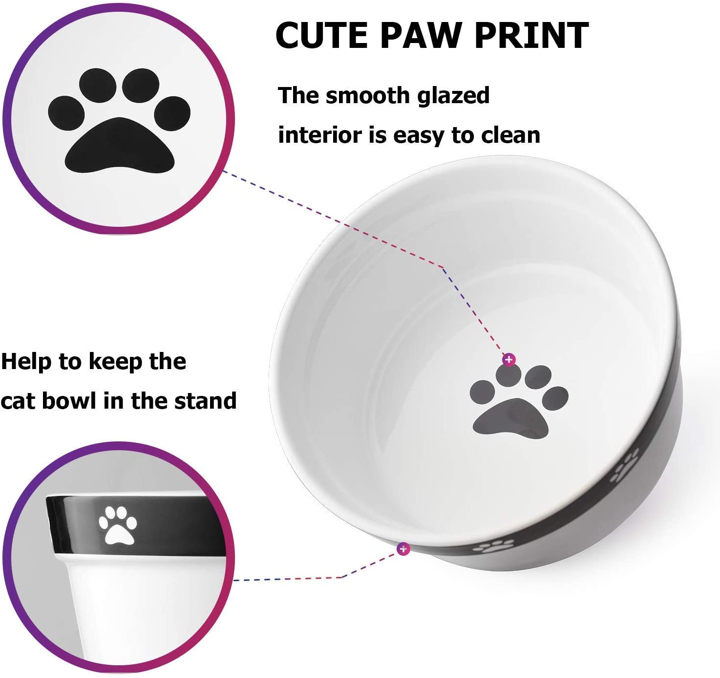 Y YHY Raised Dog Bowls, Elevated Dog Bowls 24oz, Ceramic Dog Cat Bowls for Food and Water, Pet Bowls for Dogs and Cat, Prevent Neck Pain, Anti Slip Feet