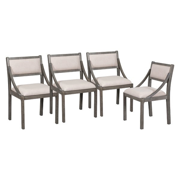 Wood Dining Chairs Set of 4， Upholstered Chairs with Solid Wood Legs