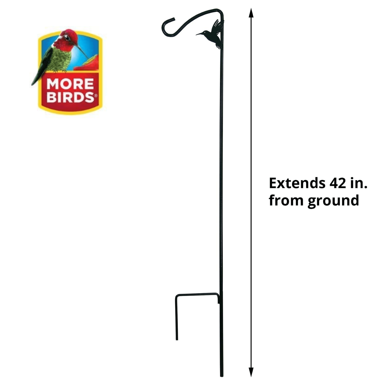 More Birds 42-inch Hummingbird Hook for Bird and Hummingbird Feeders， Black