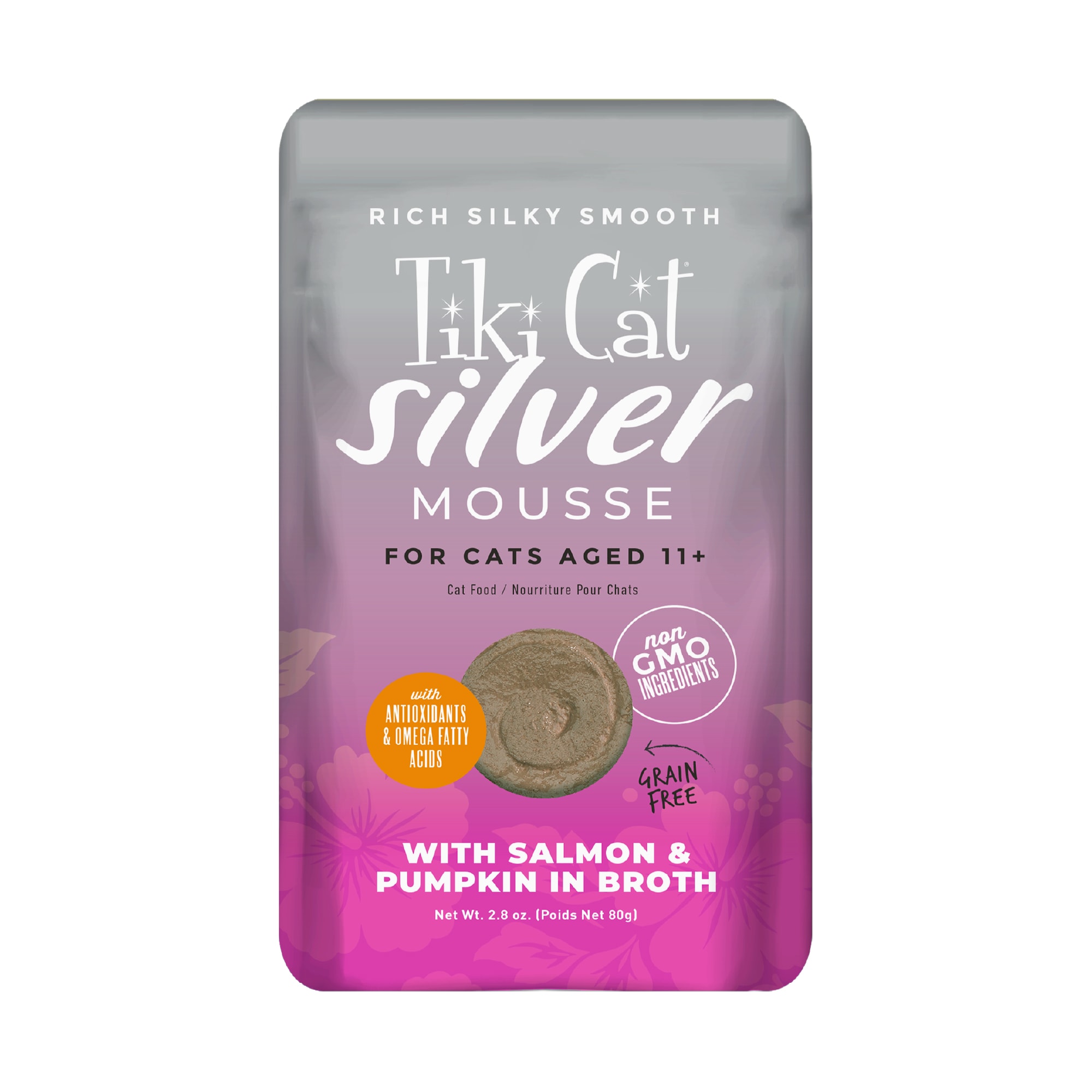 Tiki Cat Velvet Mousse Senior Salmon Wet Food， 2.8 oz.， Case of 12