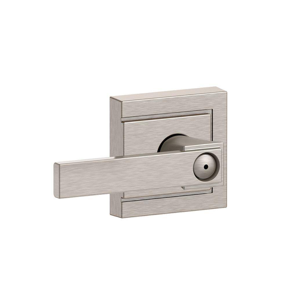 Schlage Northbrook Satin Nickel Privacy BedBath Door Handle with Upland Trim F40 V NBK 619 ULD