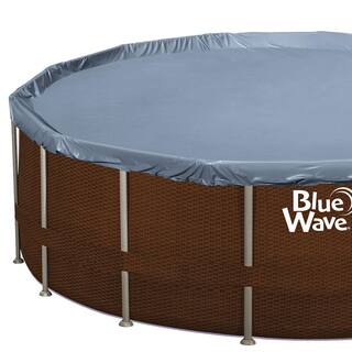 Blue Wave Mocha Wicker 18 ft. Round 52 in. Deep Metal Frame Swimming Pool Package NB19907