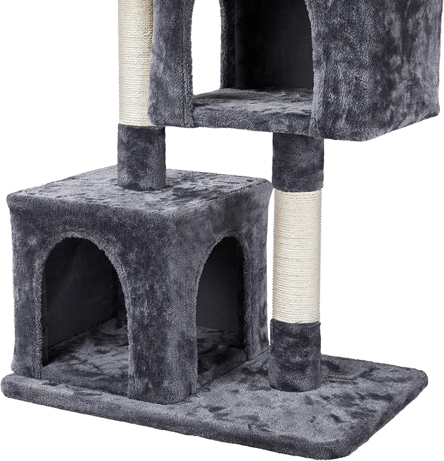 33.5in Cat Tree Tower for Indoor Cats w/2 Cozy Plush Condos, Oversized Perch & Sisal Scratching Posts, Stable Cat Stand House for Large Cats & Pets