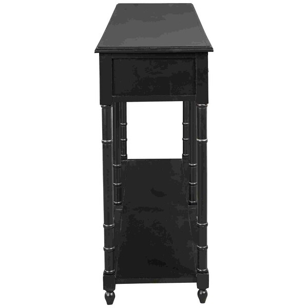 Wooden Console Sofa Table with 4 Spacious Drawers， Black