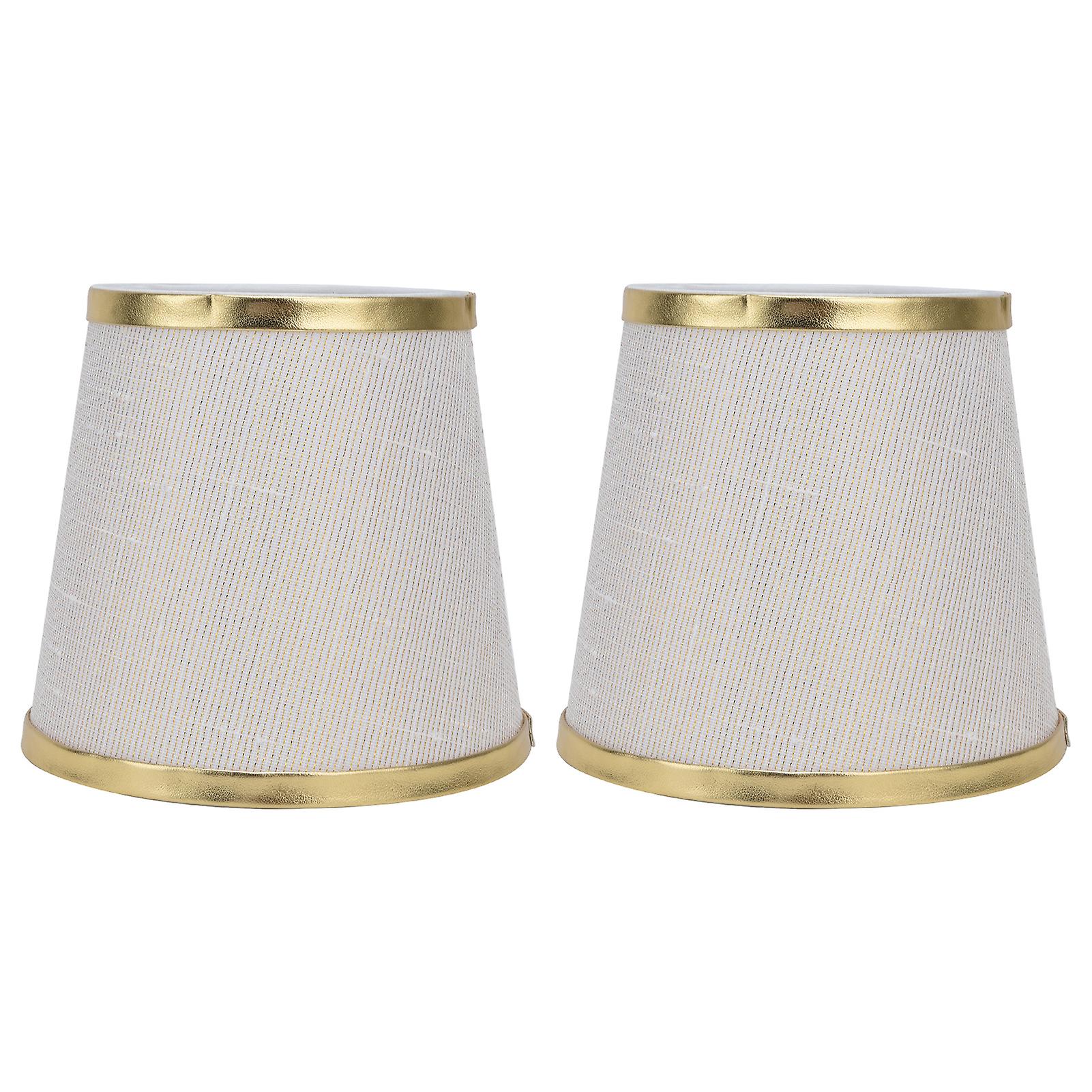 2pcs Fabric Lampshade European Style Lamp Shade For E14 Screw Chandelier Wall Lamp Beige White Gold Edging