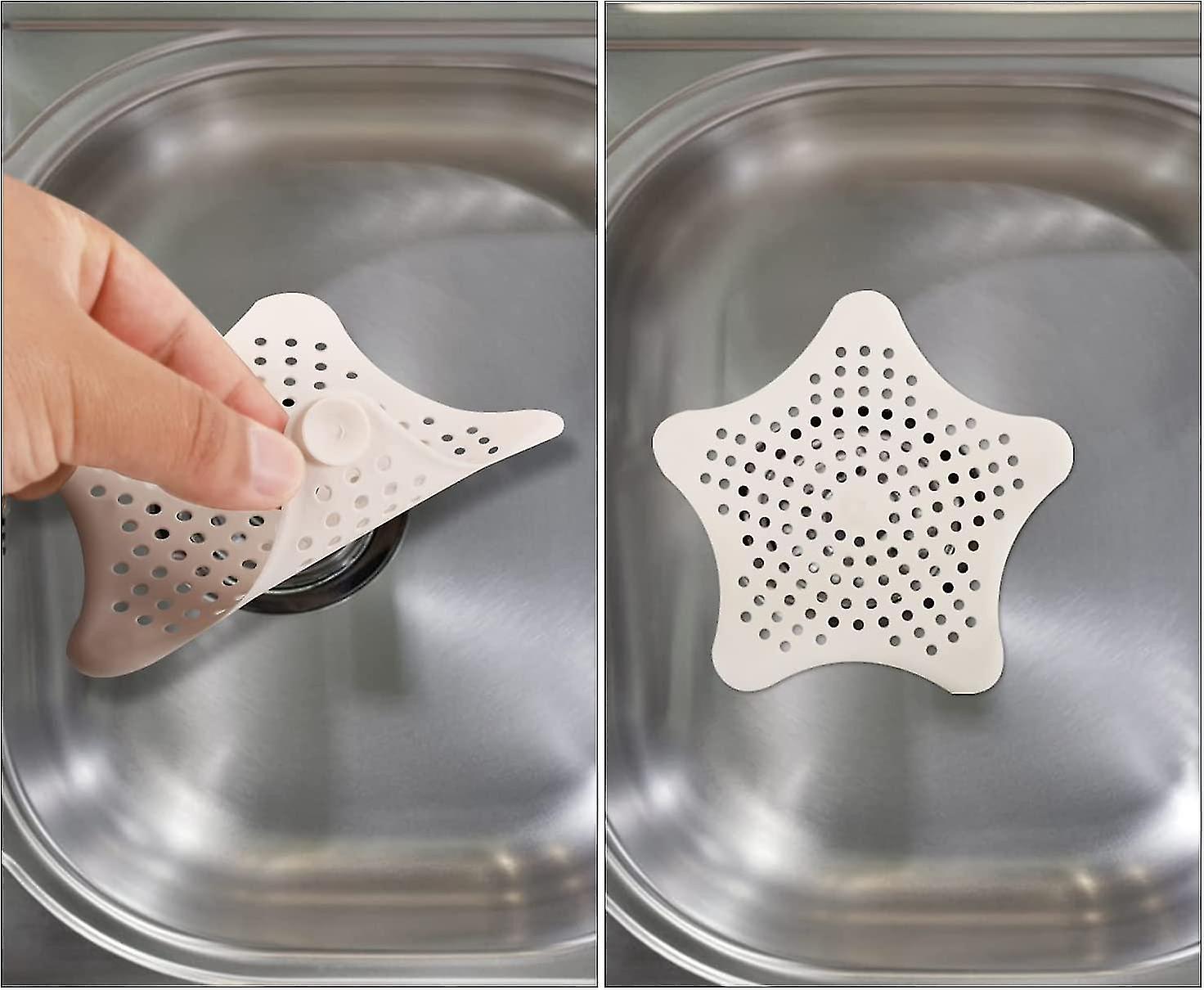 Other Sink Accessory Set Of 2 Silicone Sink Strainers， Non-slip Star For Tub， Filter， Hair Catcher， Shower， Kitchen， Bathroom， Fruit Bark Hair Accesso