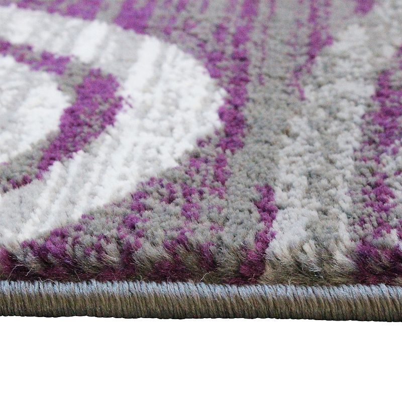 Masada Rugs Masada Rugs Stephanie Collection 2'x7' Area Rug Runner with Modern Contemporary Design 1103 in Purple， Gray， White and Black