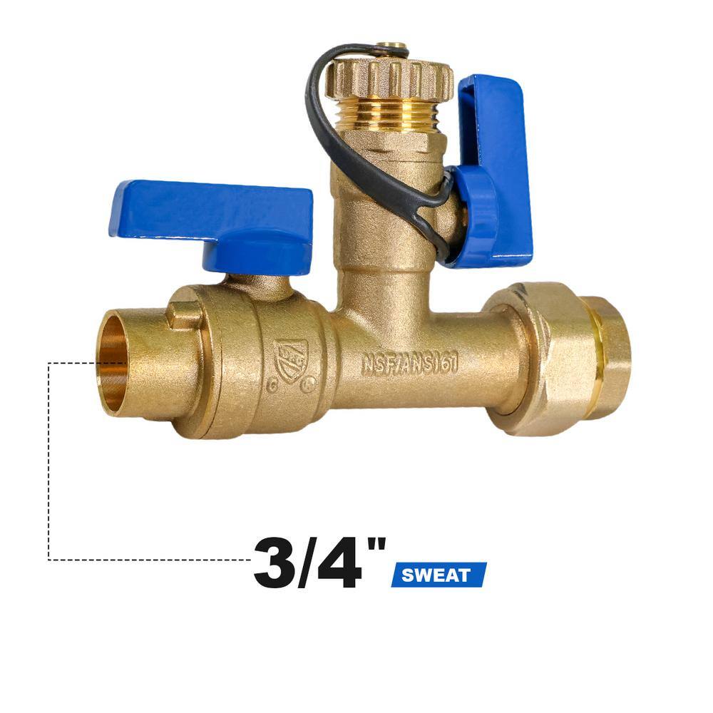 The Plumber's Choice 34 in. SWT ankless Water Heater Kit- Set of 2 Heavy Duty Hot and Cold Isolation Valves with Cleanouts Forged Brass WGUH-JTP56-T-MG