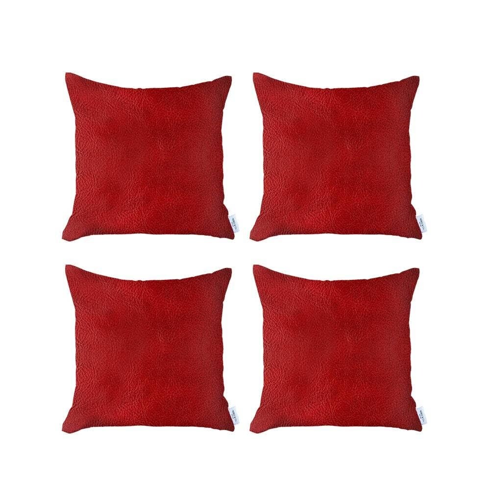 Decorative Faux Leather Square Throw Pillow Cover (Set of 4)