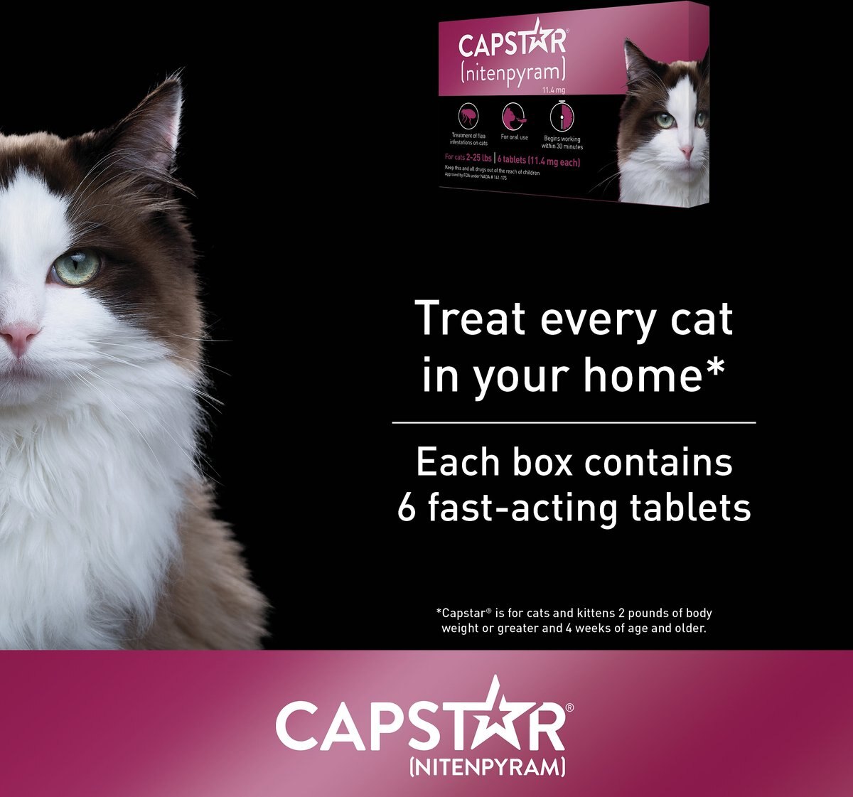 Capstar Flea Oral Treatment for Cats， 2-25 lbs