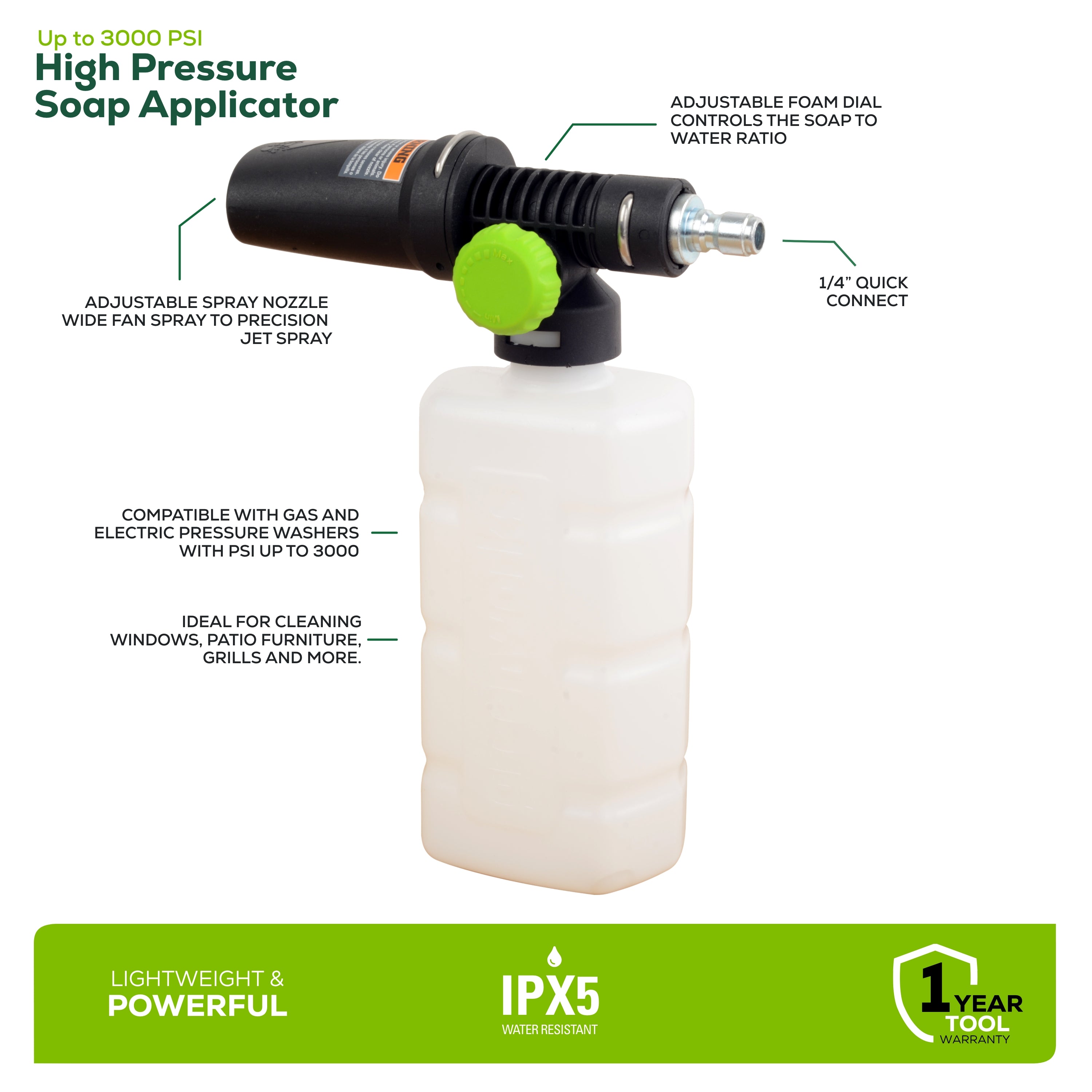 High-Pressure Soap Applicator | Greenworks Tools