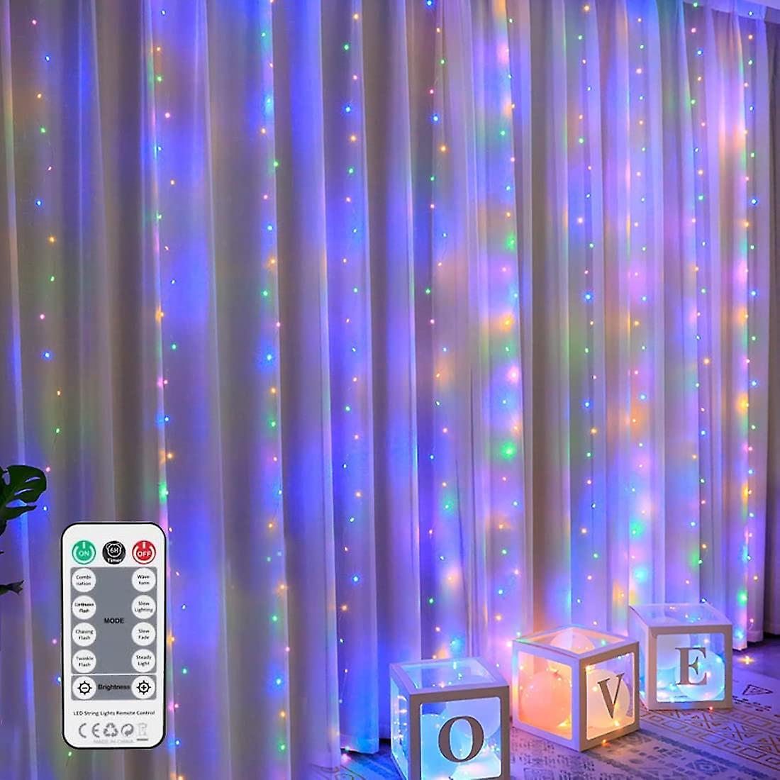 300 LED Curtain Lights Window Fairy Lights 9.8x9.8 ft