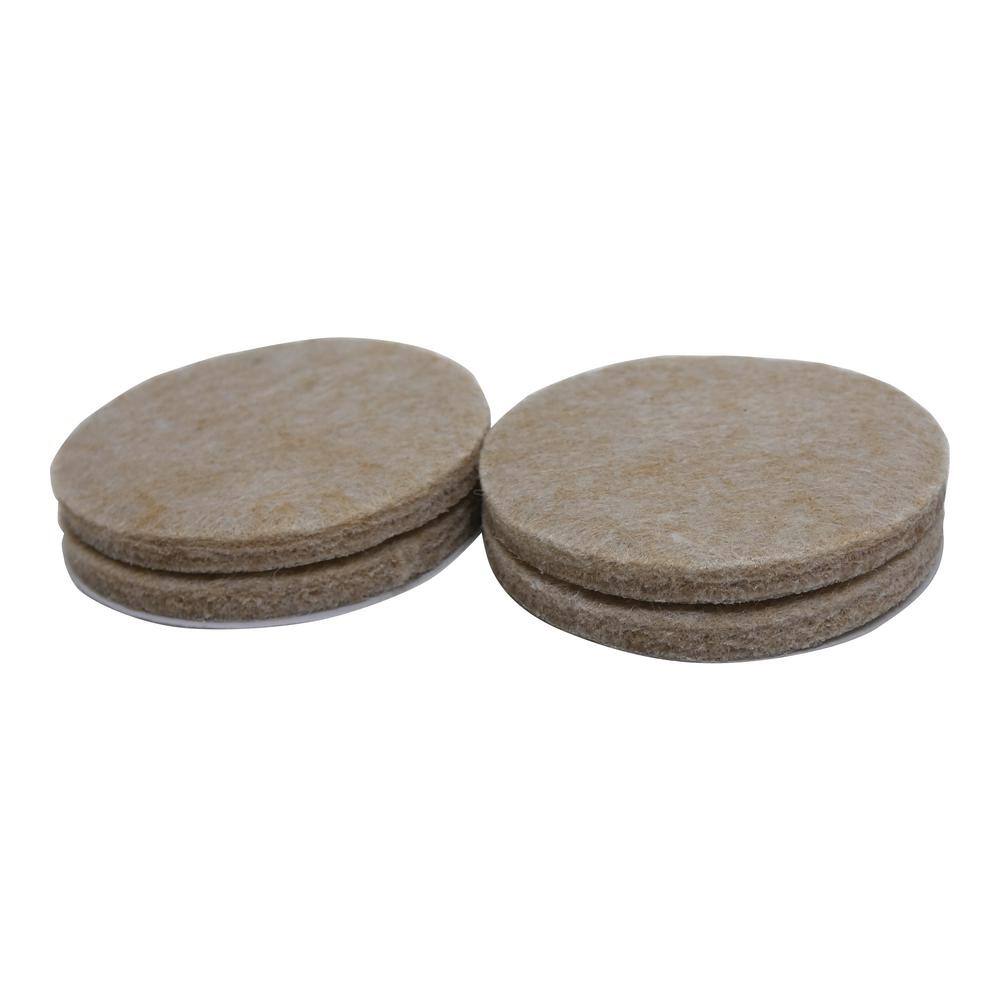 Everbilt 2 in. Beige Round Felt Heavy Duty Self-Adhesive Furniture Pads (4-Pack) 49927