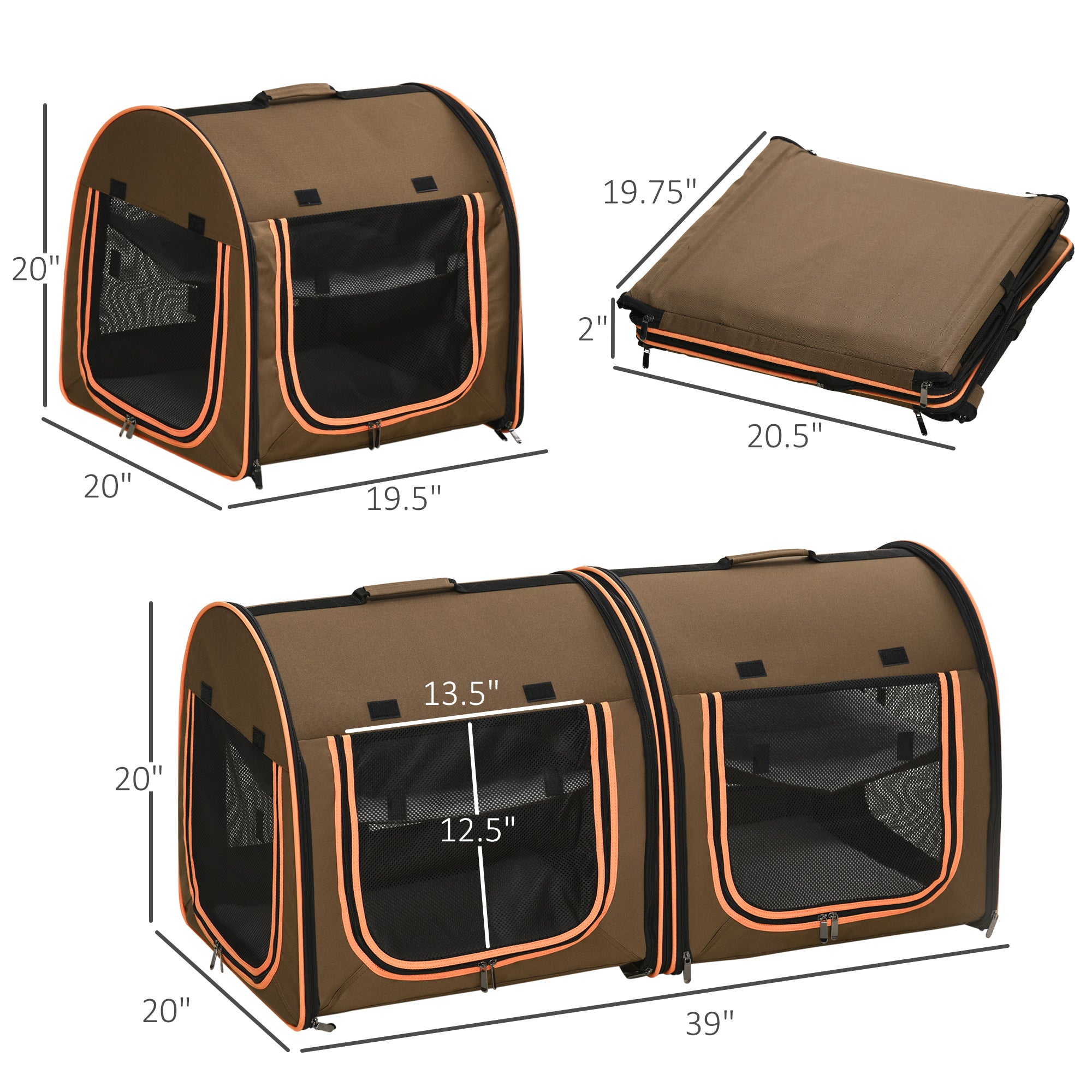 Pawhut Portable Soft-Sided Pet Cat Carrier with Divider， 39