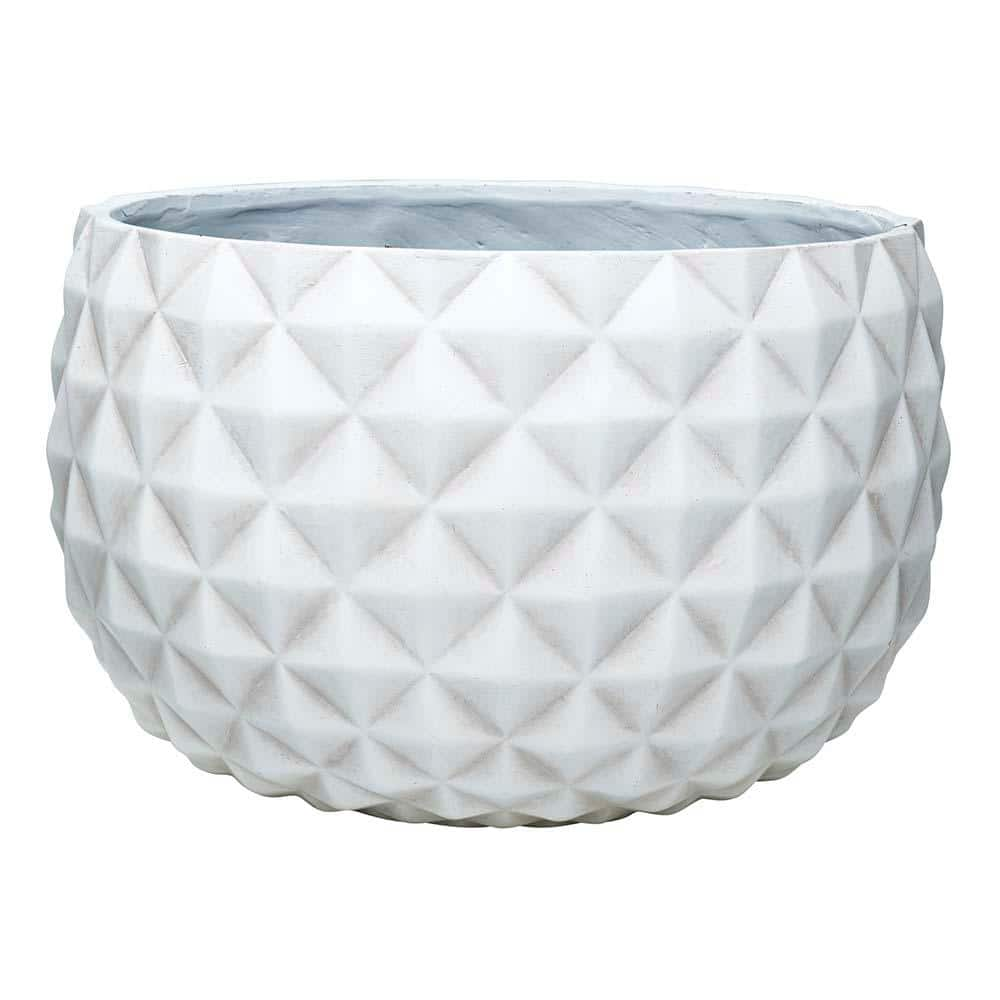 Southern Patio Pineapple Medium 12 in. x 7.5 in. 9 qt. Weathered White Resin Composite Bowl Indoor/Outdoor Planter CMX-069744