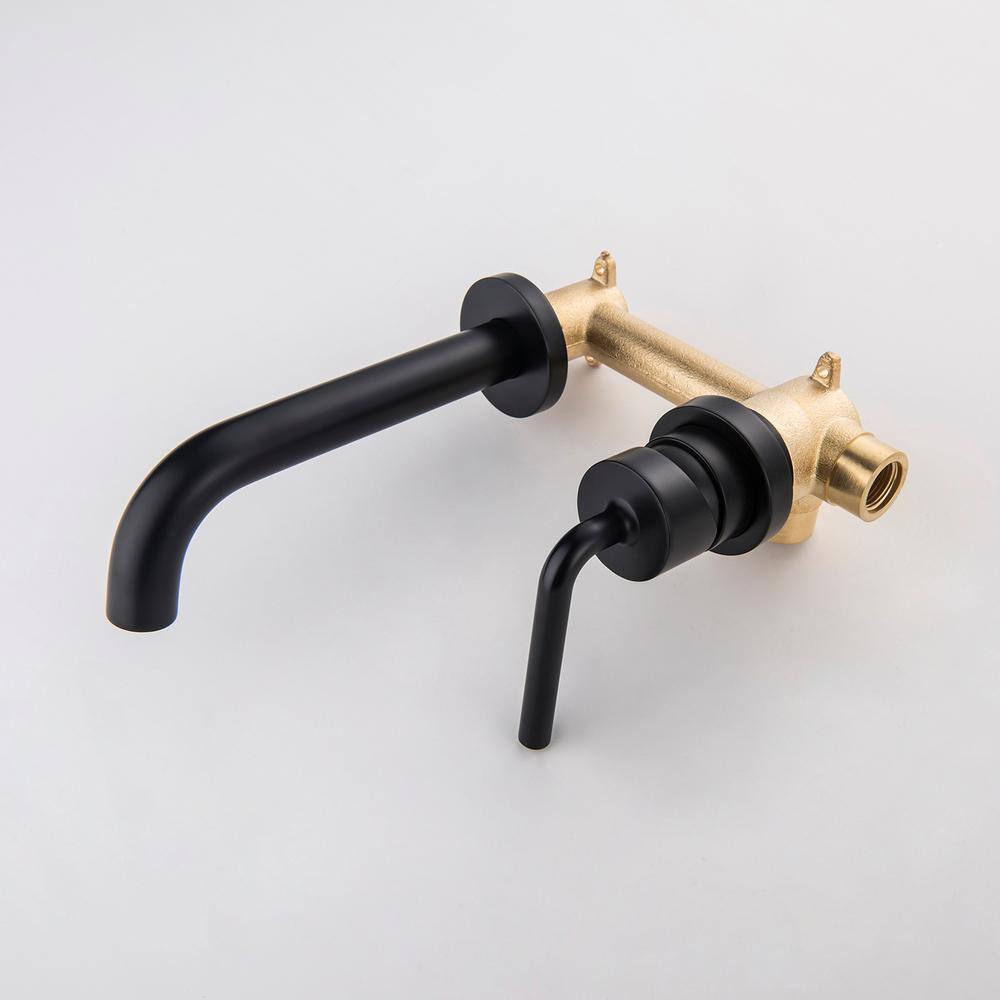 Miscool Coco Single Handle Wall Mounted Bathroom Faucet in Matte Black FAMSHD10E0747BL