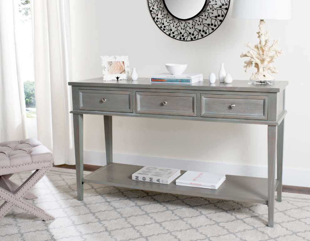 Barry Console  With Storage Drawers Ash Gray   Farmhouse   Console Tables   by Rustic Home Furniture Deco  Houzz