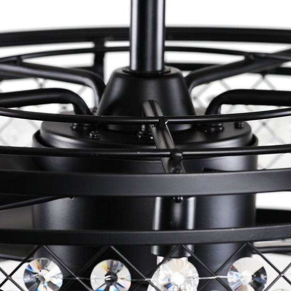 27 in. Black Crystal Ceiling Fan with Light and Remote Control Shopping - The Best Deals on Ceiling Fans | 37836736