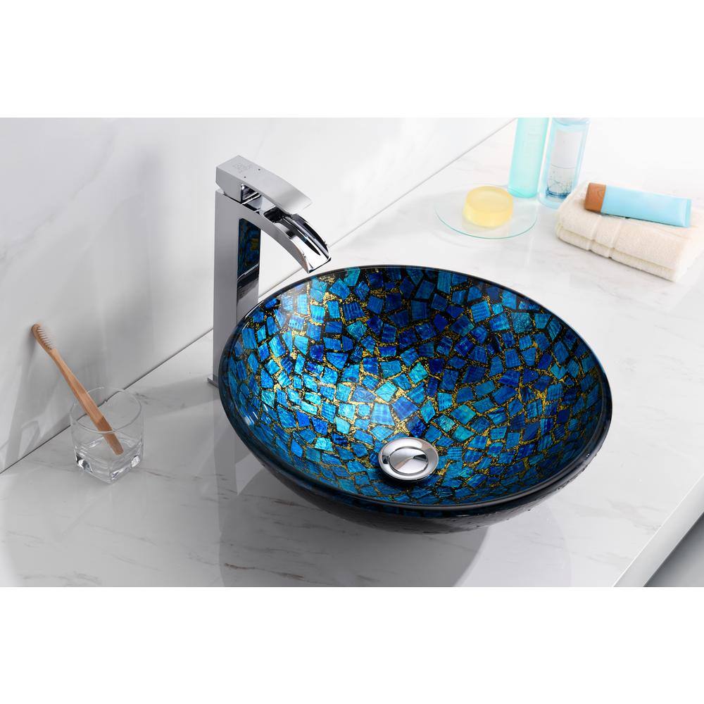 ANZZI Chipasi Vessel Sink in BlueGold Mosaic LS-AZ8210