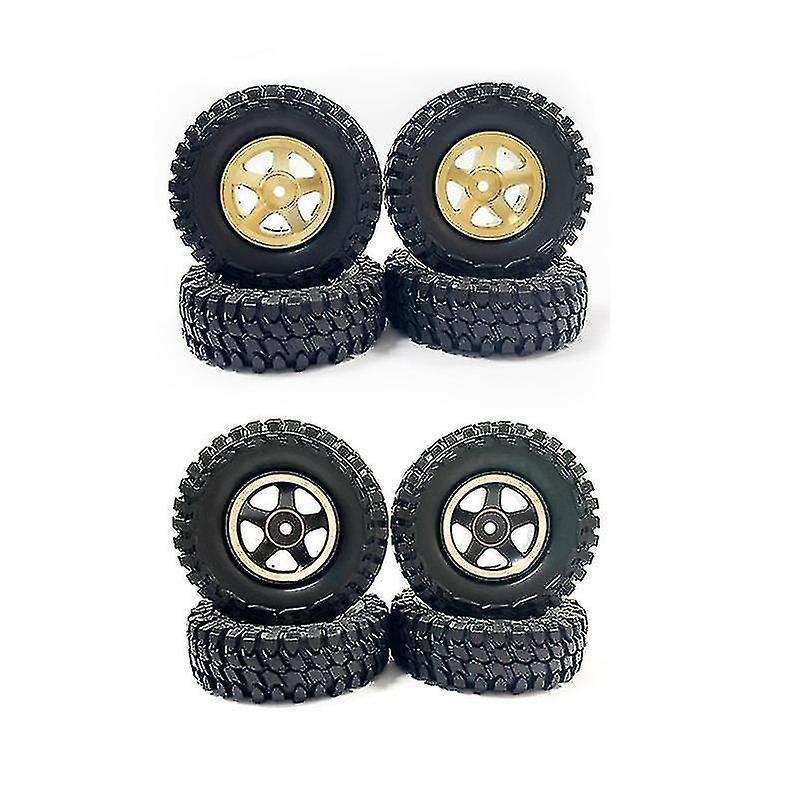 4pcs Brass Beadlock Wheel Rims And Tire Set For 1/18 Scale Fms Cruiser Land Cruiser Rc Car Upgrades