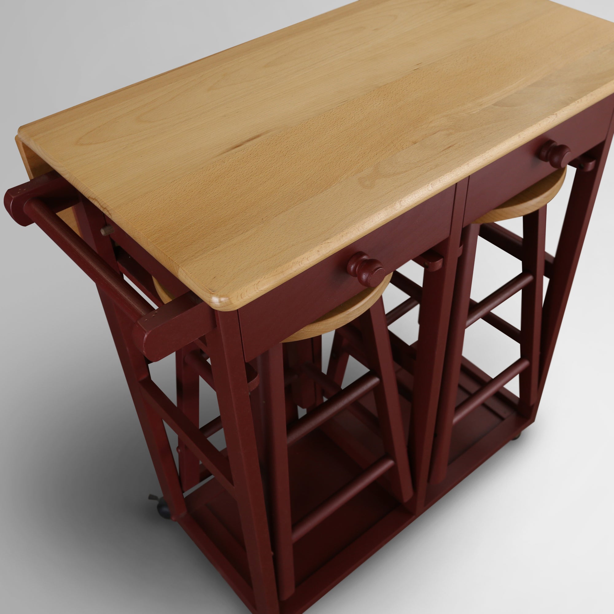 Casual Home Breakfast Cart with Drop-Leaf Table