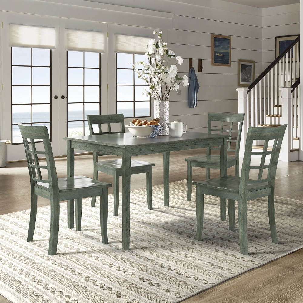 Wilmington II 48 Inch Rectangular Antique Sage Green 5 Piece Dining Set by iNSPIRE Q Classic