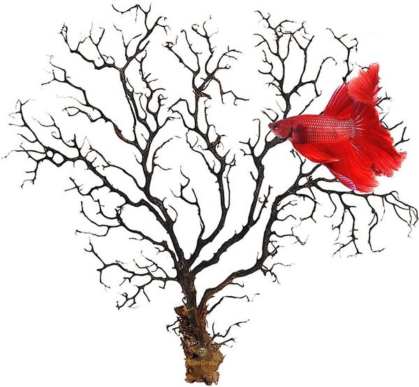 SunGrow Betta Fish Sea Fan Decoration Aquarium Ornament Accessories for Small Tank