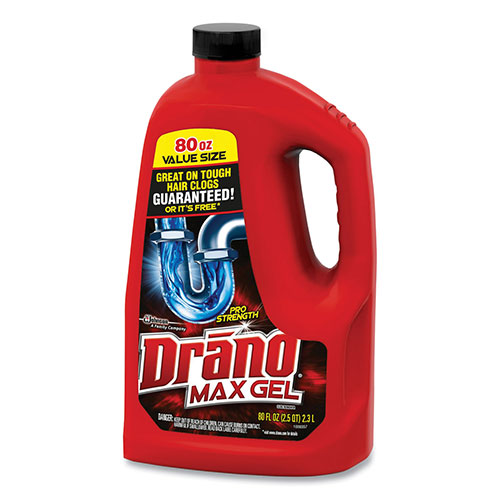 SC Johnson Drano Max Gel Clog Remover | Bleach Scent， 80 oz Bottle， 6