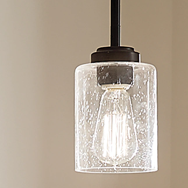 Kichler 44032BK Winslow Black Modern/Contemporary Seeded Glass Cylinder Mini Pendant Light