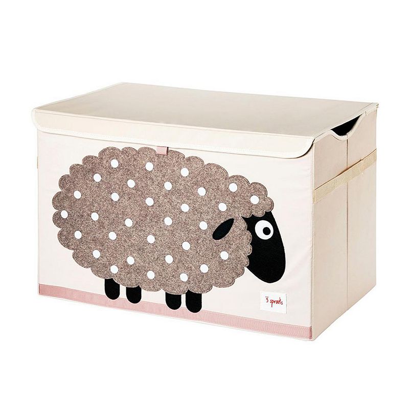 3 Sprouts Collapsible Toy Chest Storage Bin for Kids Playroom， Sheep (2 Pack)