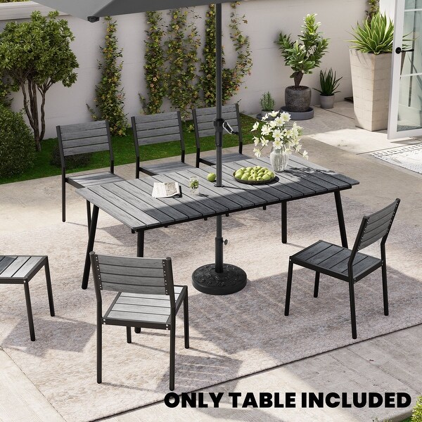 Outdoor Dining Furniture Rectangular Dining Table for 8 or 6 with Umbrella Hole