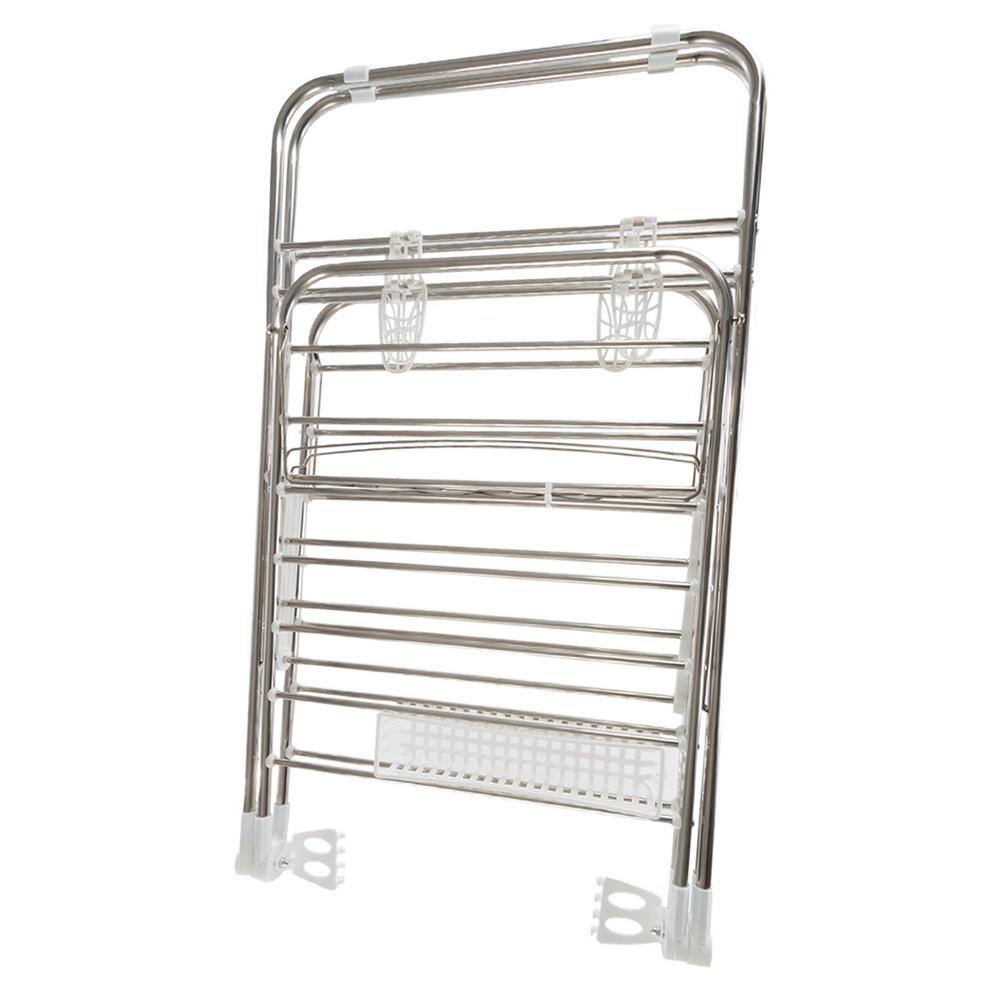 Everyday Home 23.3 in. x 42 in. Freestanding Collapsible Stainless Steel Laundry Drying Rack W050049