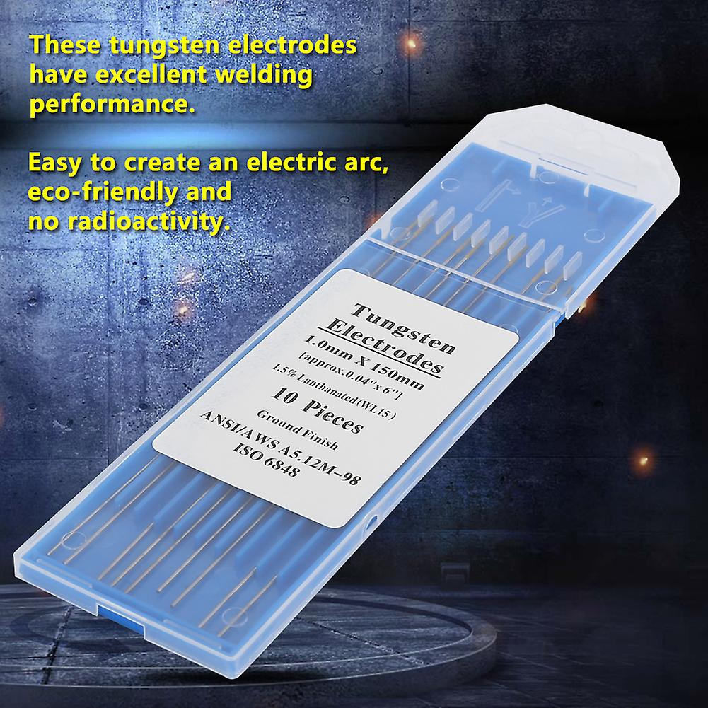 10pcs Wl15 Lanthanum Tungsten Tig Electrodes For Stainless Steel Metal Alloy Welding - Best Choice[2.4mm*150mm]