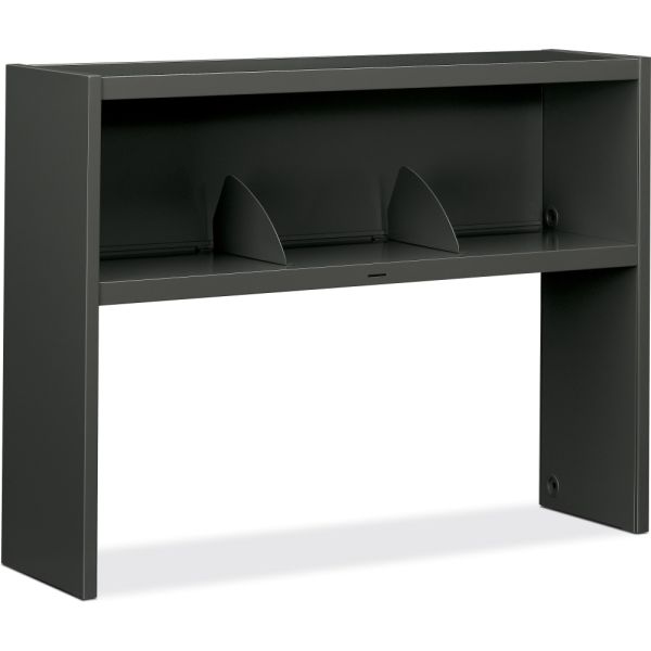 HON 38000 Series Stack On Open Shelf Hutch， 48w x 13.5d x 34.75h， Charcoal