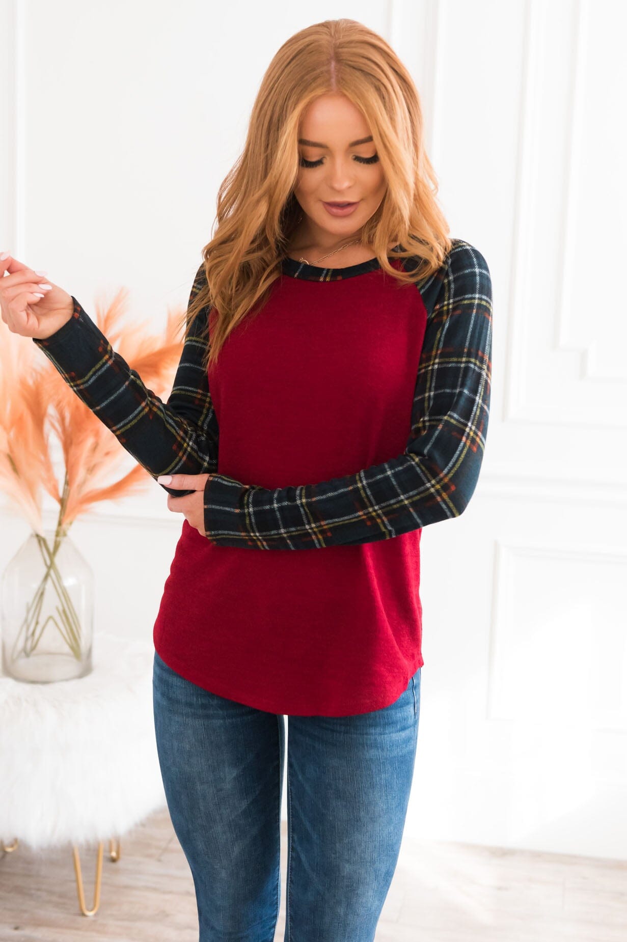 Plaid Perfection Modest Top