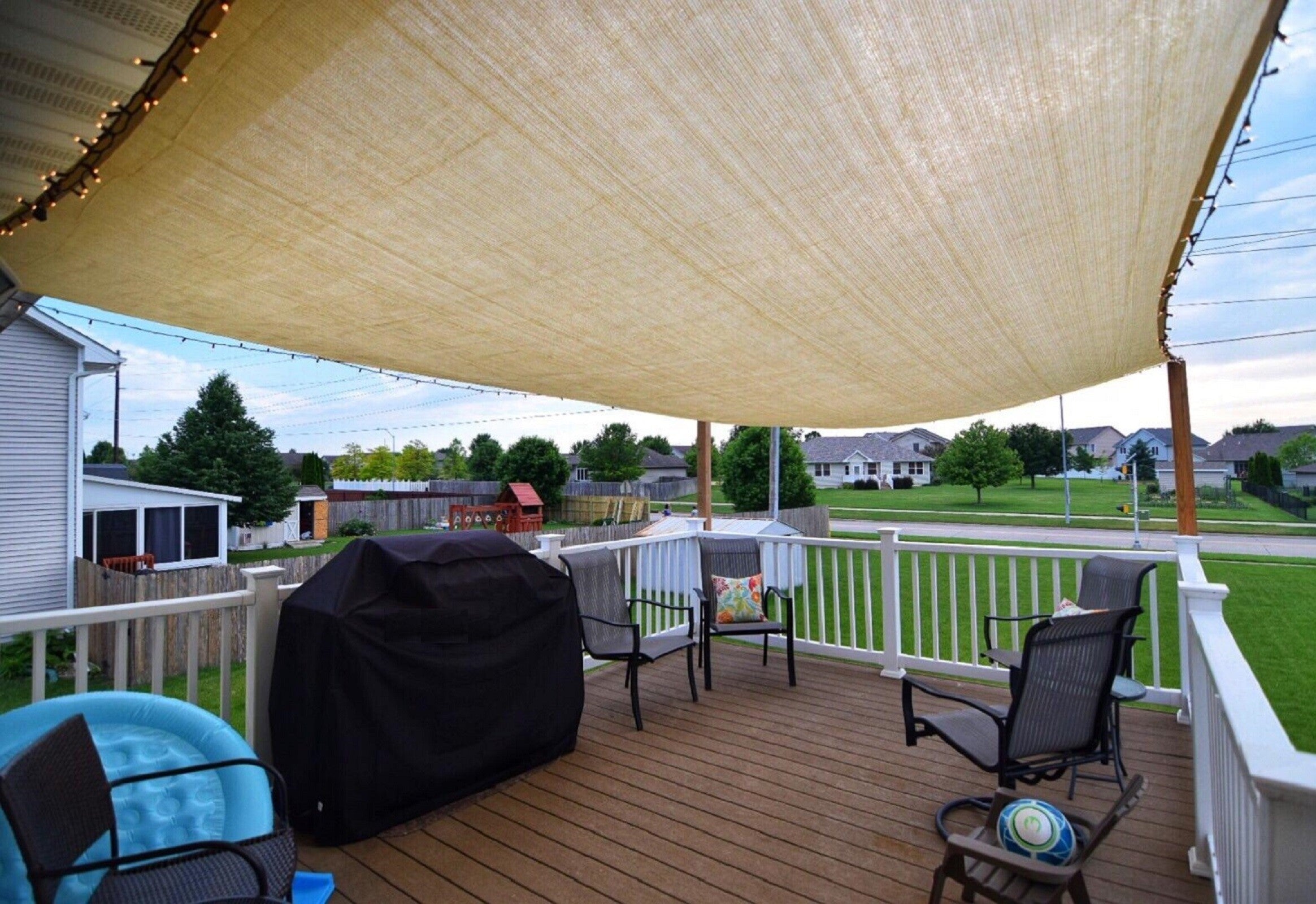 Abrotain Sun Shade Sail Outdoor Shade Cloth Beige 6'6"x9'9" Patio Privacy Screen Fabric Shade Canopy Sunshade UV Block for Patio Pergola Backyard Lawn Garden Outdoor Activities