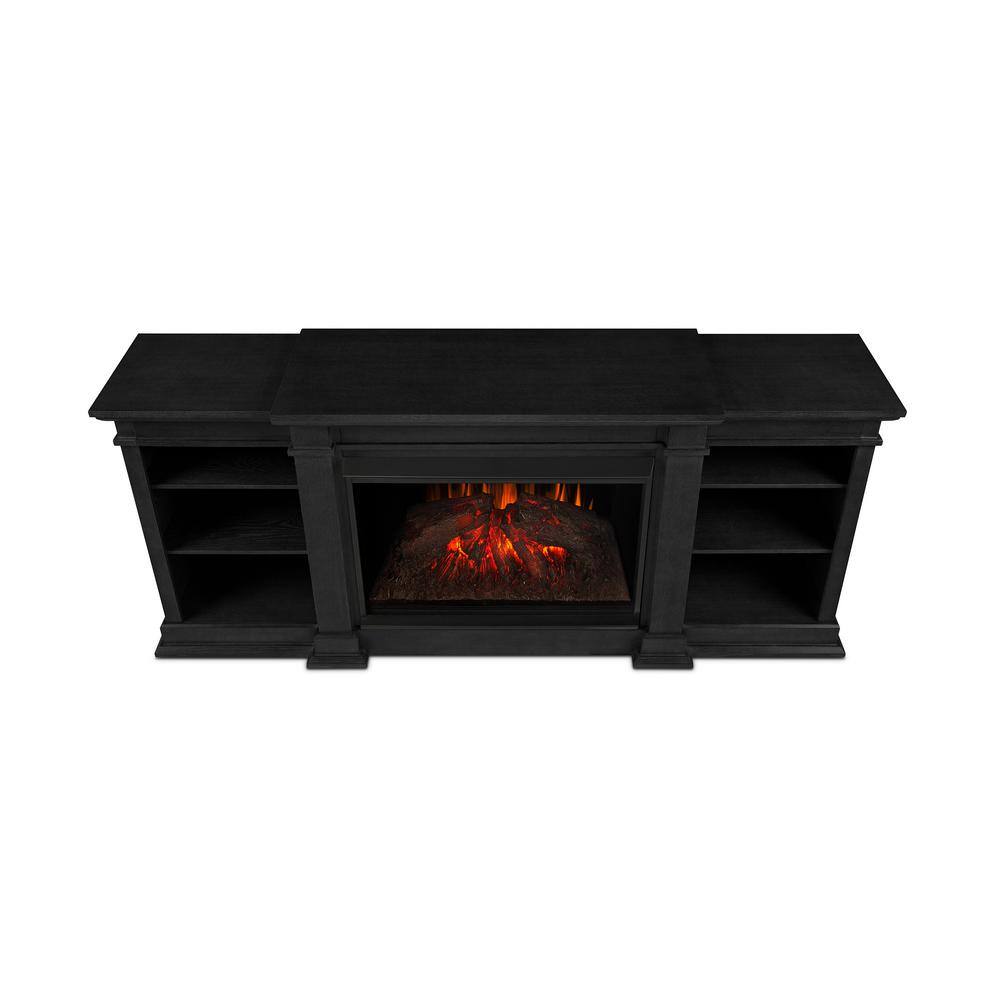 Real Flame Eliot Grand 81 in. Freestanding Wooden Electric Fireplace TV Stand in Black 1290E-BLK