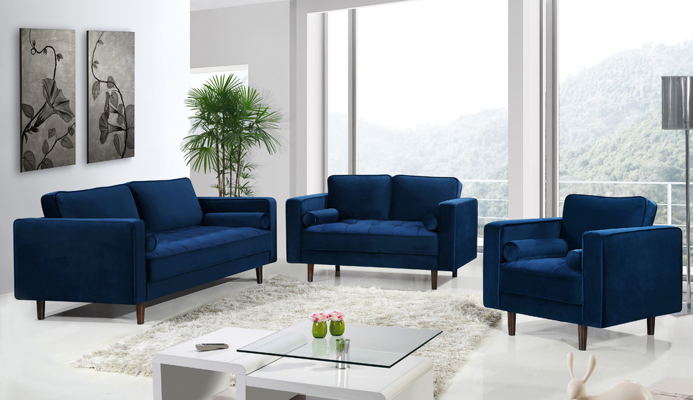 Emily Velvet Living Room   Midcentury   Armchairs And Accent Chairs   by Meridian Furniture  Houzz