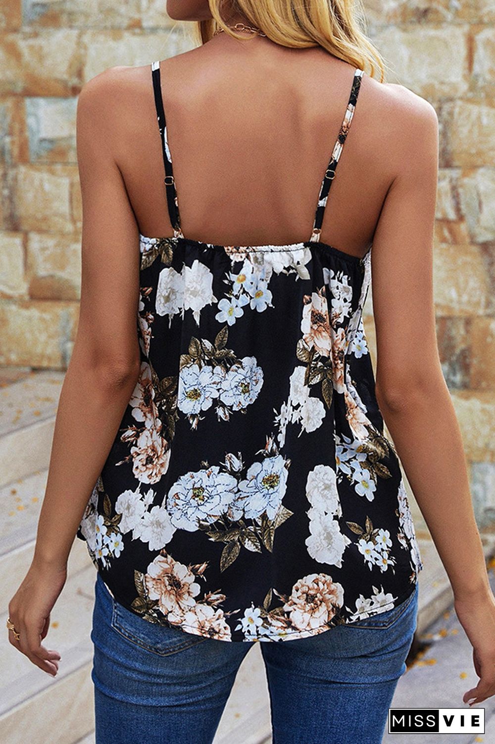 Lace V Neck Floral Tank Top