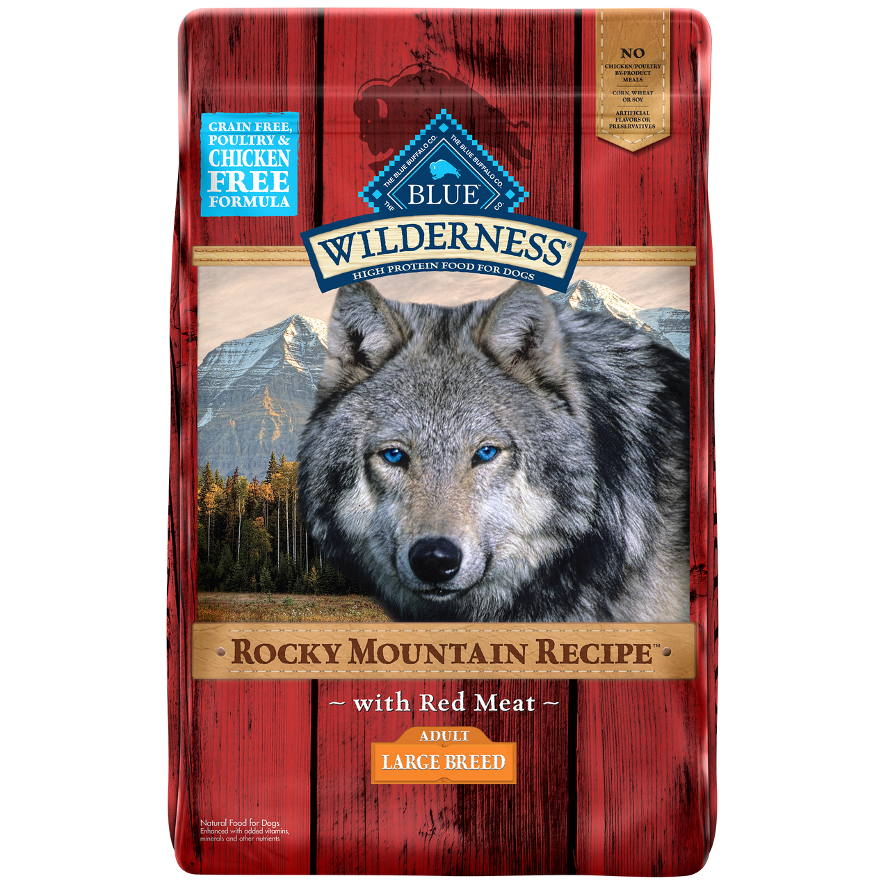 Blue Buffalo Wilderness Grain-Free Rocky Mountain With Red Meat Large Breed Dry Dog Food， 22 Lb. Bag