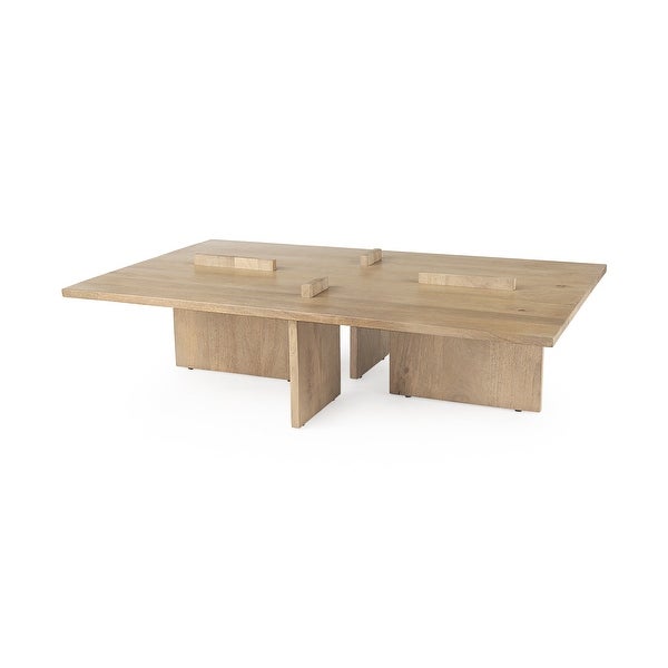 Aida Natural Brown Solid Wood Rectangular Coffee Table