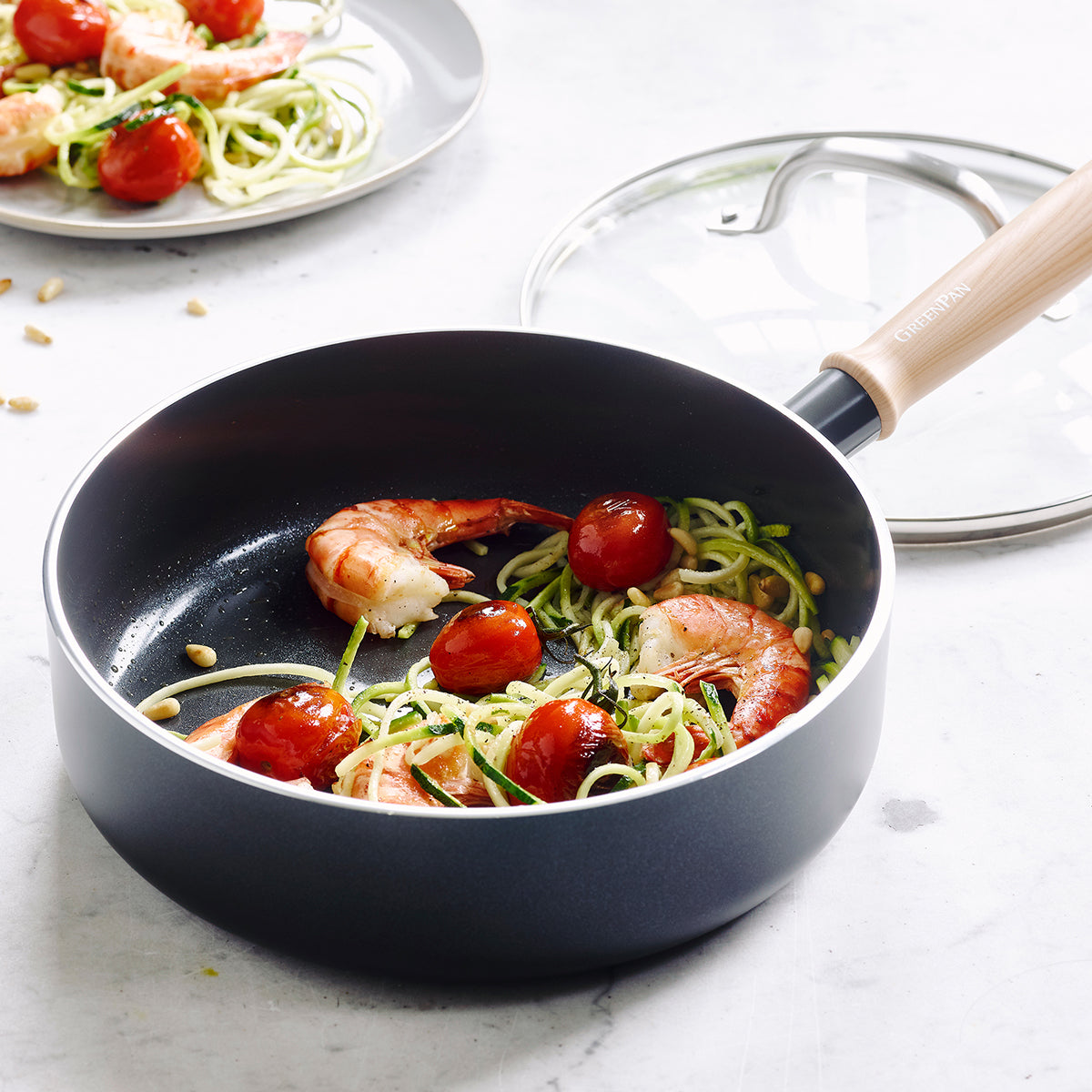 Hudson Ceramic Nonstick 3-Quart Sauté Pan with Lid