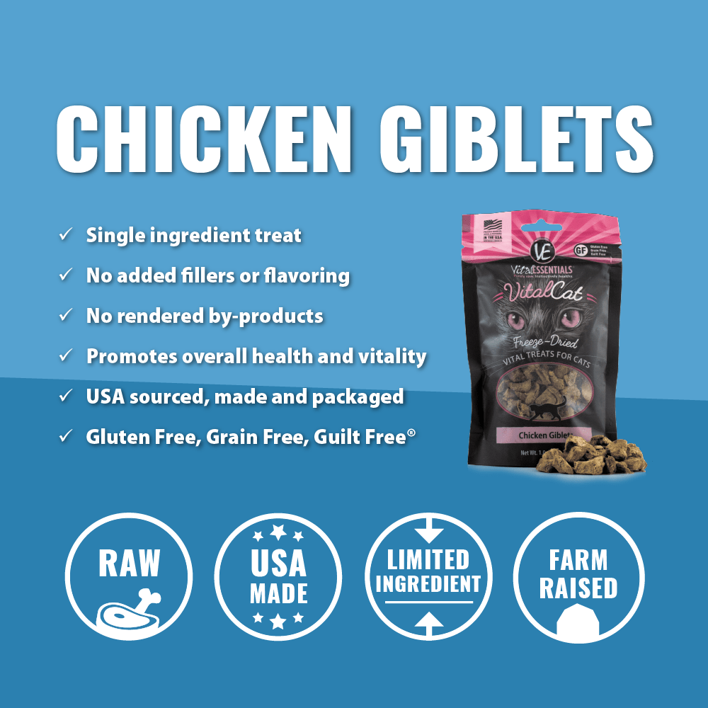 Vital Essentials Vital Cat Freeze Dried Grain Free Chicken Giblets Cat