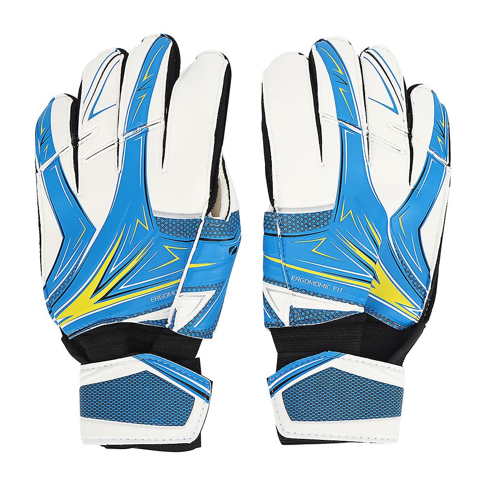 A Pair Latex Anti-skid No.6 Children Football Goalkeeper Gloves Soccer Ball Goaltender Glove(blue Free Size)