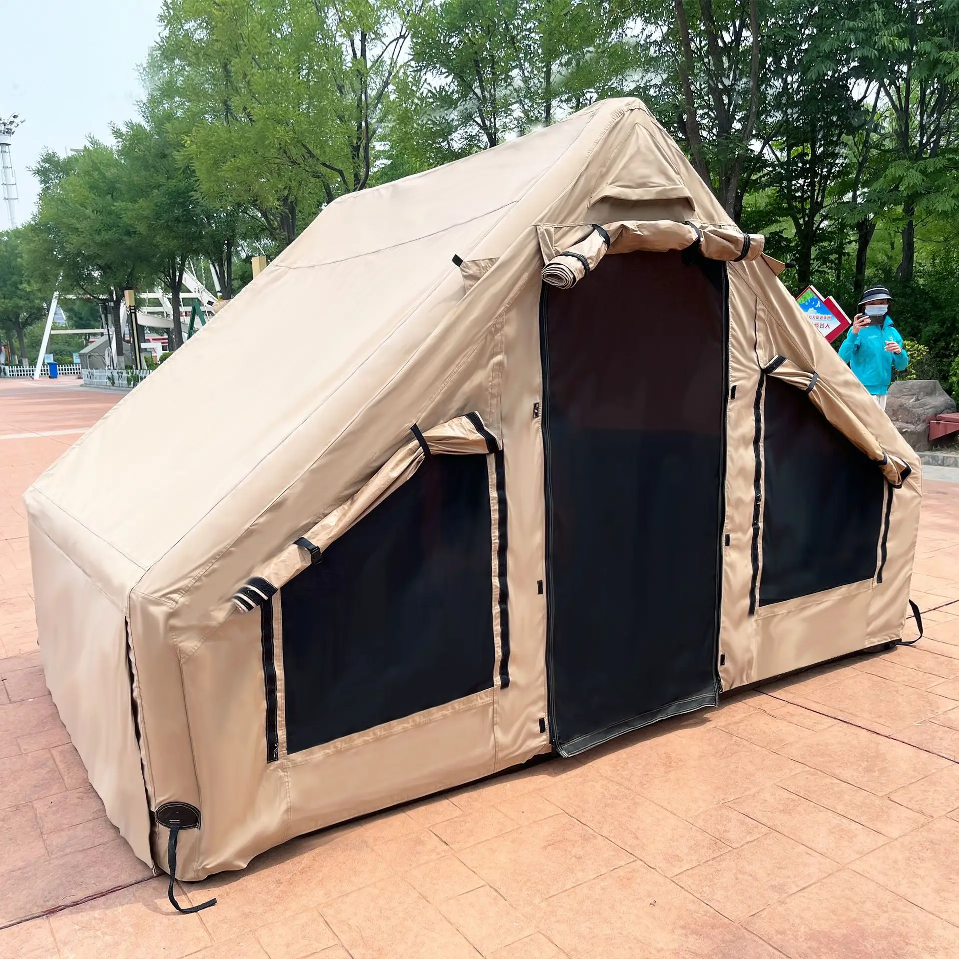 Outdoor Camping Tent Air Pole Glamping Waterproof Family Tent Inflatable House Tent For Event