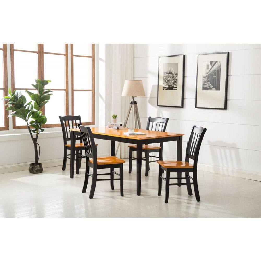 Boraam 5-Piece Black and Oak Dining Set 80536