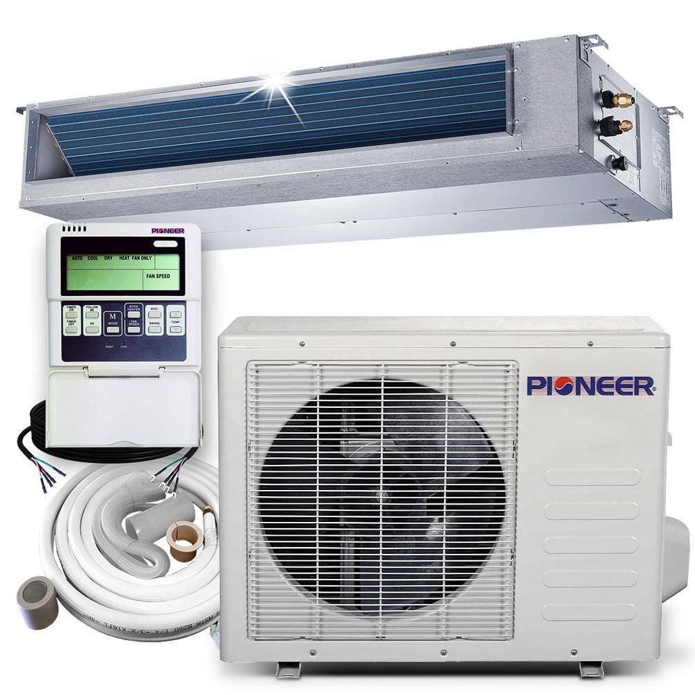 Pioneer 12 000 BTU 1 Ton 21.5 SEER Ceiling Concealed Non Ductless Mini Split Air Conditioner with Heat Pump 208230V RYB012GMFILDAD-16