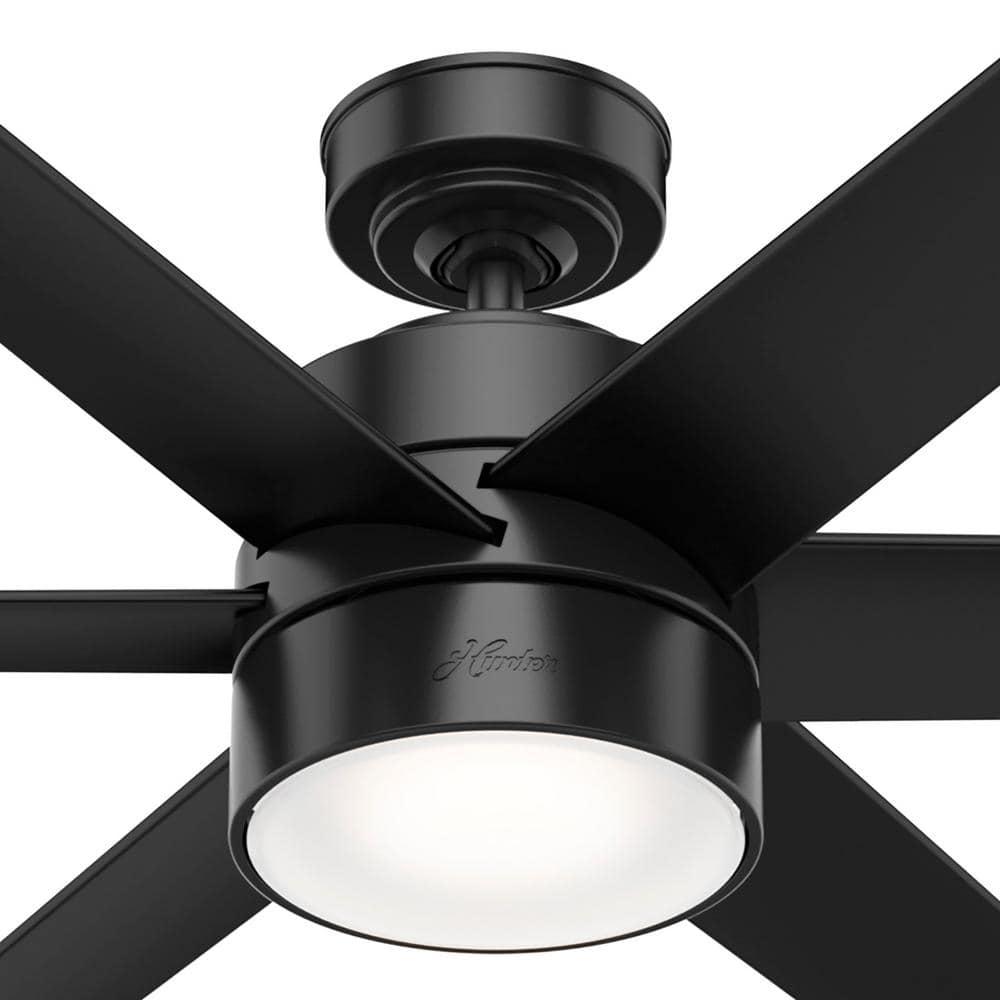 Hunter Solaria 72 in Integrated LED Outdoor Matte Black Ceiling Fan with Light Kit and Remote Control