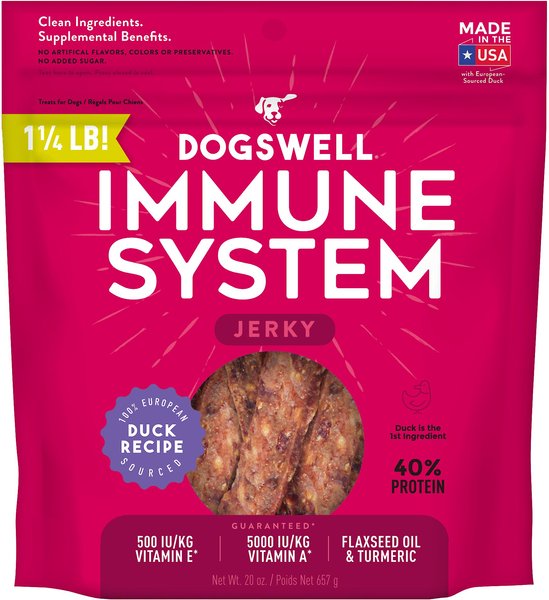 Dogswell Jerky Immune System Duck Recipe Grain-Free Dog Treats