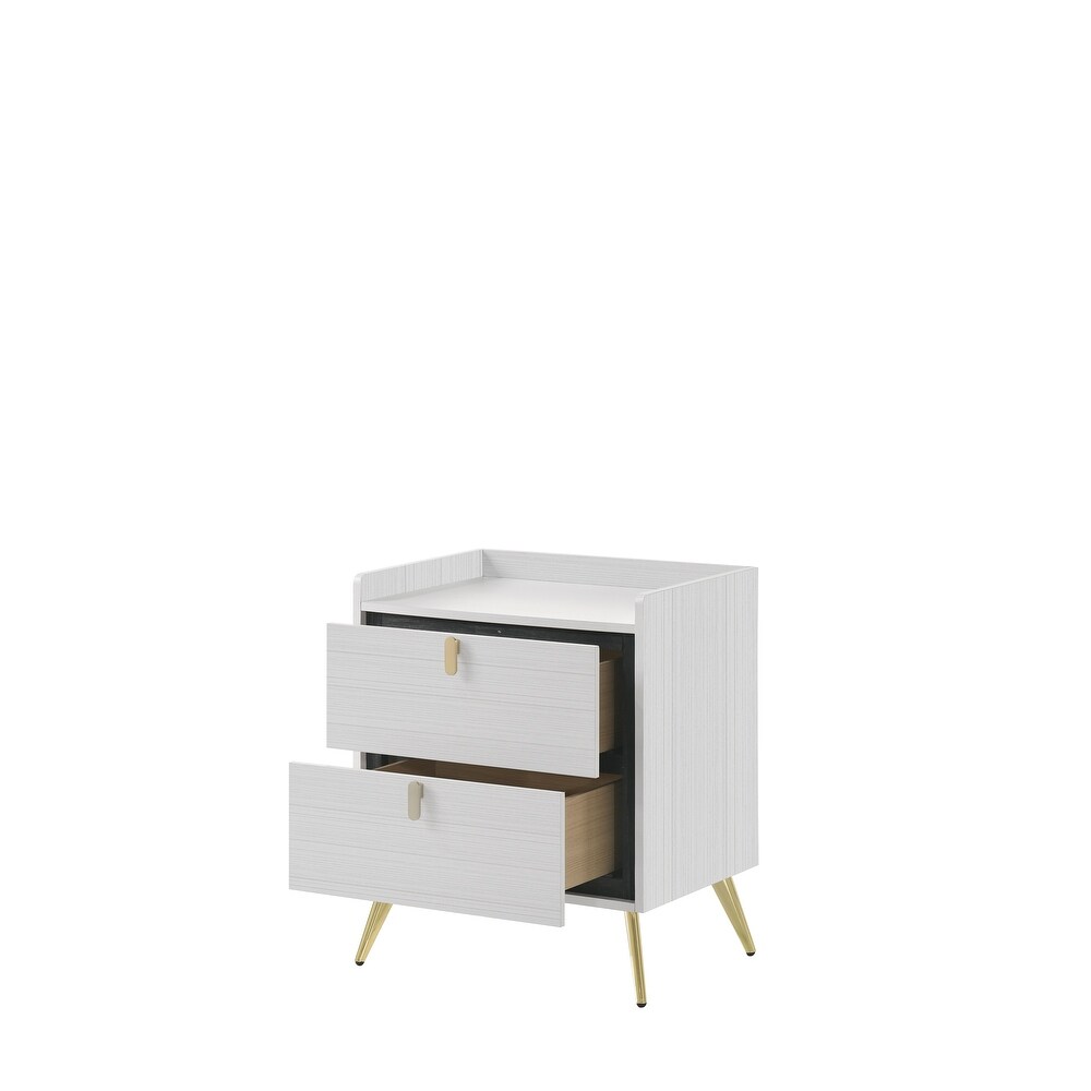 White Finish Nightstand   Composite  Veneer  Metal  Contemporary Style  Assembly Required